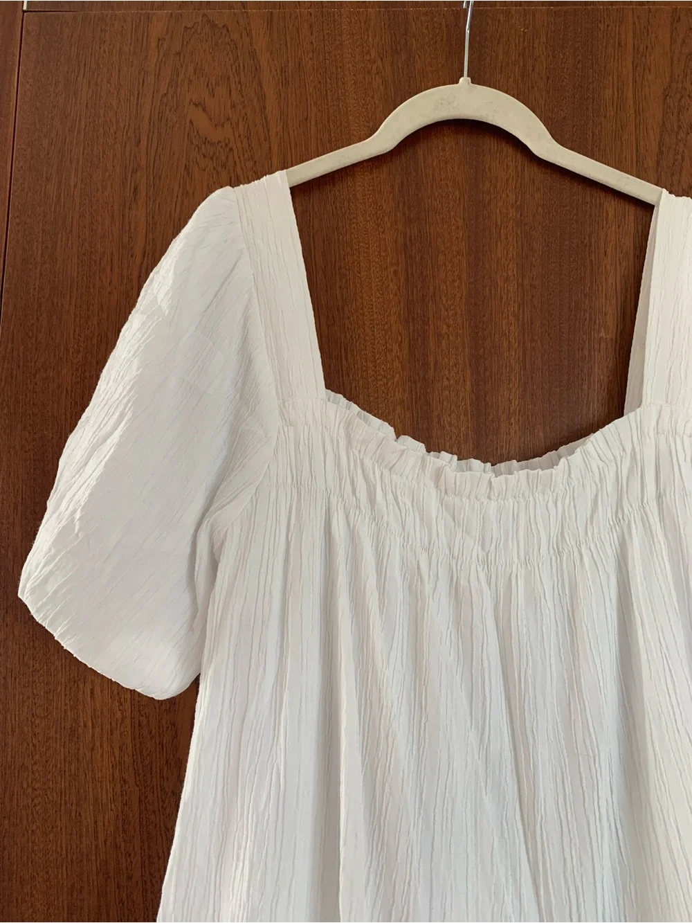 Joy Joy White Short Sleeve Dress Large